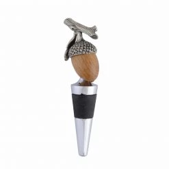 Vagabond House Pewter And Wood Acorn Bottle Stopper