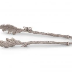 Vagabond House Majestic Forest Pewter Oak Leaf Pattern Ice / Bread Tongs