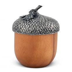 Vagabond House Pewter Top Wood Acorn Box
