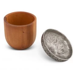 Vagabond House Pewter Top Wood Acorn Box