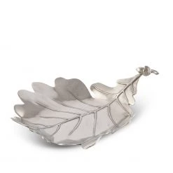 Vagabond House Pewter White Oak Leaf Plate Dessert Stands