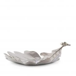 Vagabond House Pewter White Oak Leaf Plate Dessert Stands
