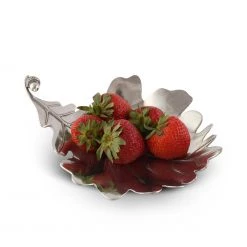 Vagabond House Pewter White Oak Leaf Plate Dessert Stands