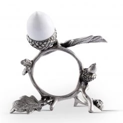 Vagabond House Porcelain Acorn & Oak Leaf Napkin Ring With Pewter