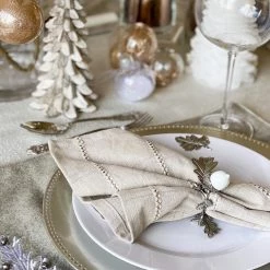 Vagabond House Porcelain Acorn & Oak Leaf Napkin Ring With Pewter