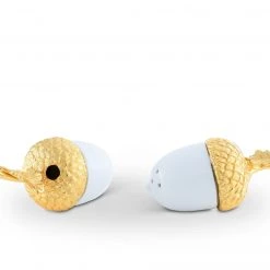 Vagabond House Porcelain Salt And Pepper - Acorn Gold Leaf
