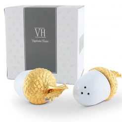 Vagabond House Porcelain Salt And Pepper - Acorn Gold Leaf