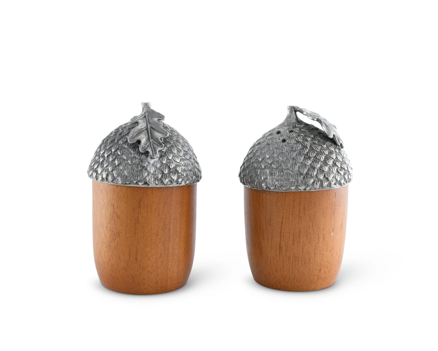 Vagabond House Wood And Pewter Acorns Salt & Pepper Set 1 Vagabond House Wood And Pewter Acorns Salt & Pepper Set