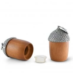 Vagabond House Wood And Pewter Acorns Salt & Pepper Set 9 Vagabond House Wood And Pewter Acorns Salt & Pepper Set