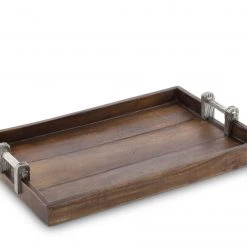 Vagabond House Wood Tray With Faux Bois Handles