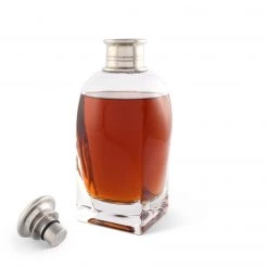 Vagabond House Medici Living Classic Pewter Cap Liquor Decanters
