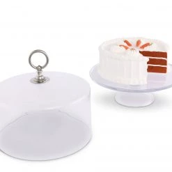 Vagabond House Medici Living Classic Pewter Ring Glass Covered Cake / Dessert Stand