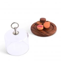 Vagabond House Classic Pewter Ring Glass Covered Cheese Wood Board Medici Living