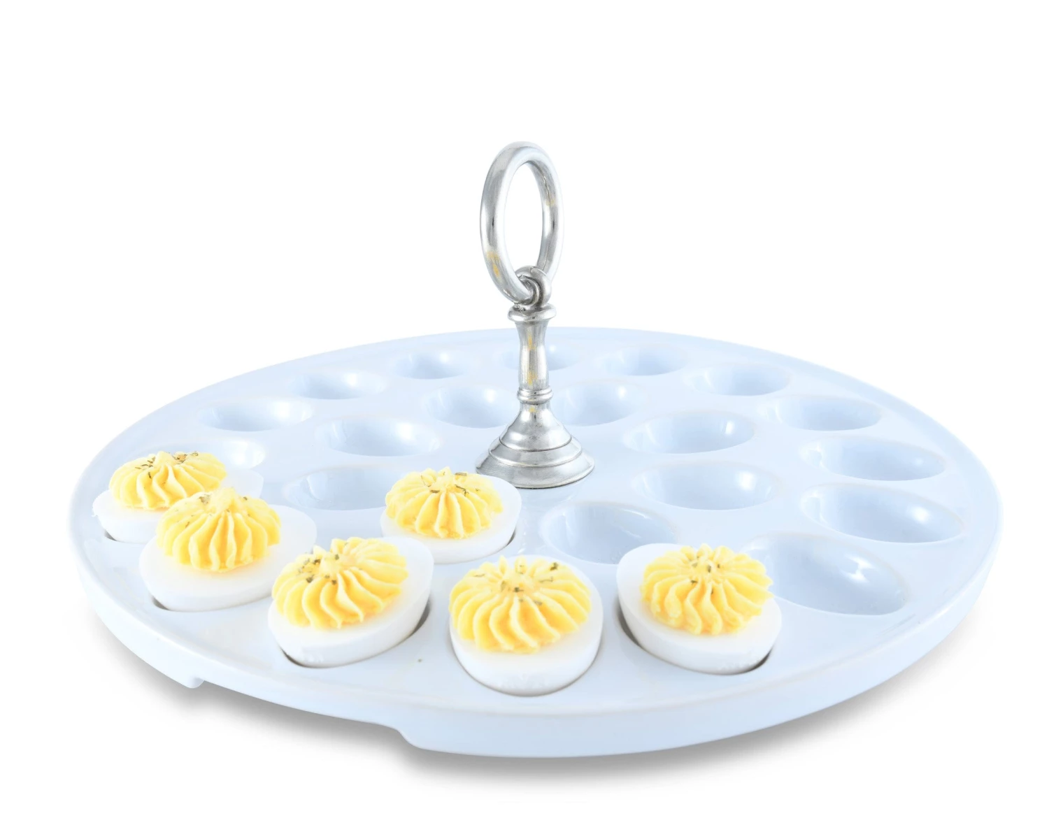 Vagabond House Deviled Egg Tray With Pewter Classic Ring Handle 3 Vagabond House Deviled Egg Tray With Pewter Classic Ring Handle
