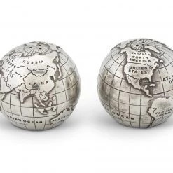 Vagabond House Medici Living Pewter World Globe Salt & Pepper Set