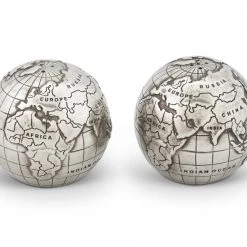 Vagabond House Medici Living Pewter World Globe Salt & Pepper Set