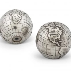 Vagabond House Medici Living Pewter World Globe Salt & Pepper Set