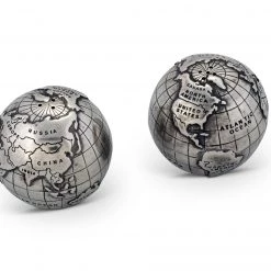 Vagabond House Medici Living Pewter World Globe Salt & Pepper Set