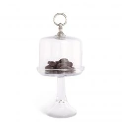 Vagabond House Medici Living Classic Pewter Ring Glass Covered Cake / Dessert Stand