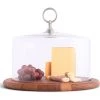 Vagabond House Classic Pewter Ring Glass Covered Cheese Wood Board Medici Living