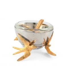 Vagabond House Flying Bird Gold Salt Cellar With Spoon