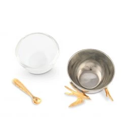 Vagabond House Flying Bird Gold Salt Cellar With Spoon