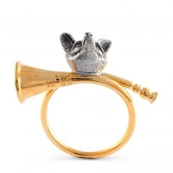 Vagabond House Golden Hurt Horn Napkin Ring Morning Hunt