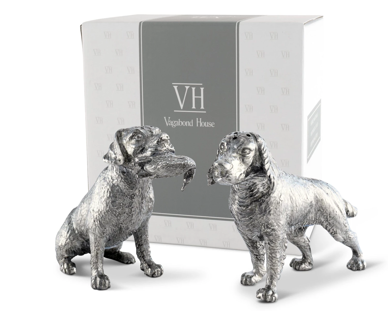 Vagabond House Pewter Hunting Dogs Salt & Pepper Set 6 Vagabond House Pewter Hunting Dogs Salt & Pepper Set