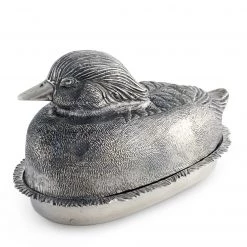 Vagabond House Pewter Mallard Duck Butter Dish Morning Hunt