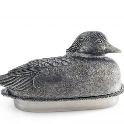 Vagabond House Pewter Mallard Duck Butter Dish Morning Hunt