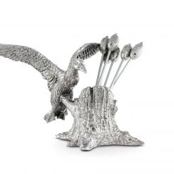 Vagabond House Pewter Mallard Duck Cheese Pick Set Morning Hunt