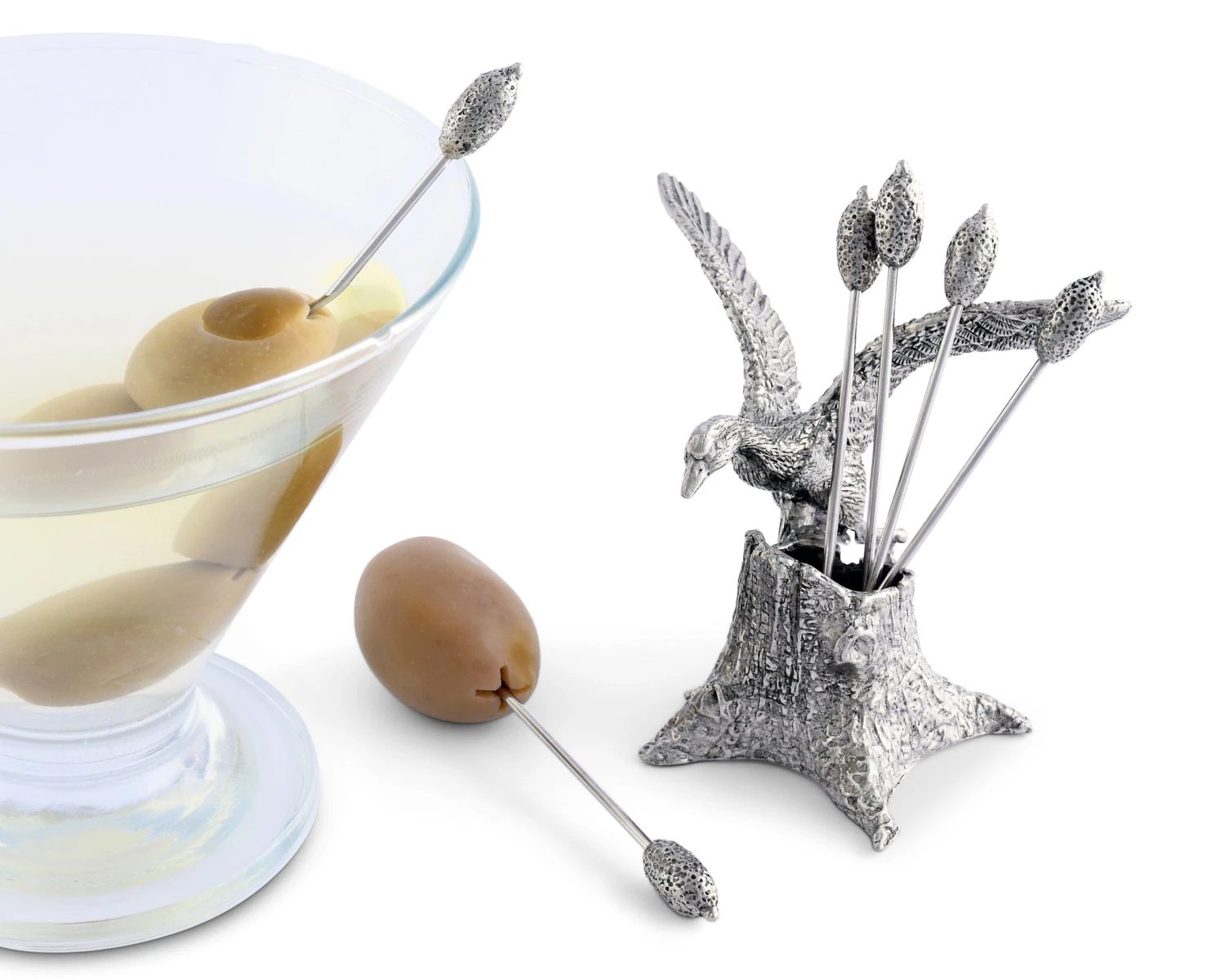 Vagabond House Pewter Mallard Duck Cheese Pick Set Morning Hunt 4 Vagabond House Pewter Mallard Duck Cheese Pick Set Morning Hunt