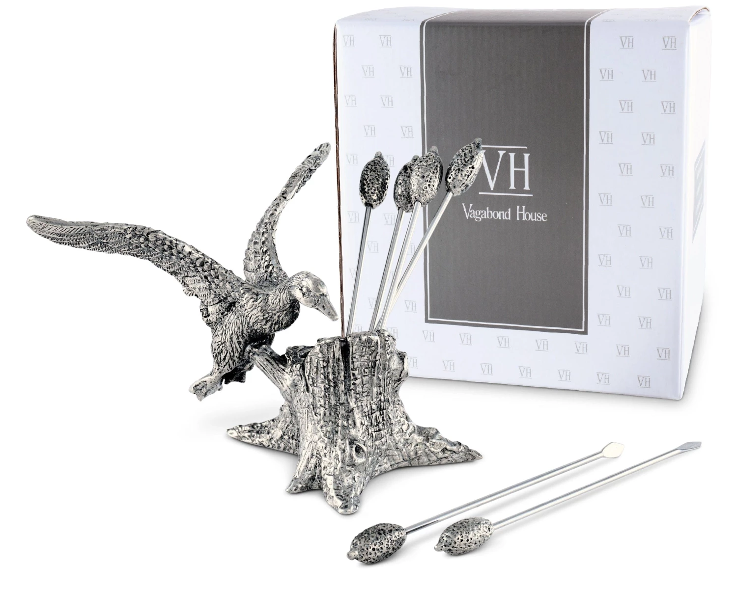 Vagabond House Pewter Mallard Duck Cheese Pick Set Morning Hunt 5 Vagabond House Pewter Mallard Duck Cheese Pick Set Morning Hunt