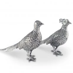 Vagabond House Pewter Pheasant Statuettes Morning Hunt