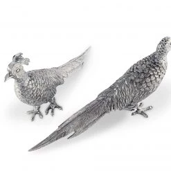 Vagabond House Pewter Pheasant Statuettes Morning Hunt