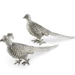 Vagabond House Pewter Pheasant Statuettes Morning Hunt