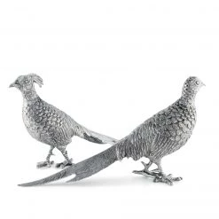 Vagabond House Pewter Pheasant Statuettes Morning Hunt