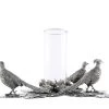 Vagabond House Pewter Pheasants Pillar Hurricane Centerpiece Morning Hunt