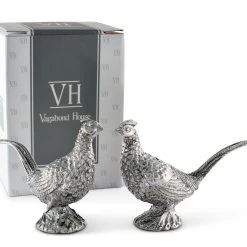 Vagabond House Pewter Pheasants Salt & Pepper Set Morning Hunt