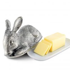 Vagabond House Morning Hunt Pewter Rabbit Butter Dish