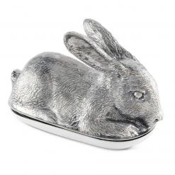 Vagabond House Morning Hunt Pewter Rabbit Butter Dish