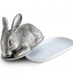 Vagabond House Morning Hunt Pewter Rabbit Butter Dish