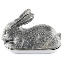 Vagabond House Morning Hunt Pewter Rabbit Butter Dish