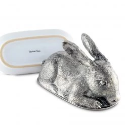 Vagabond House Morning Hunt Pewter Rabbit Butter Dish