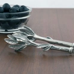 Vagabond House Pewter Olive Pattern Nuts And Olives Tongs 10 Vagabond House Pewter Olive Pattern Nuts And Olives Tongs