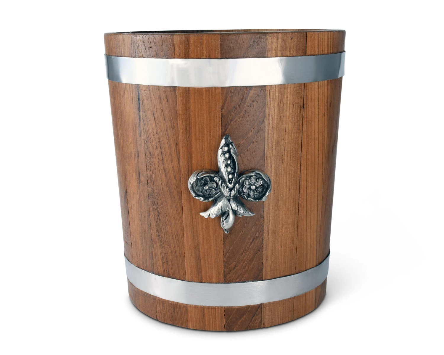 Vagabond House Fleur De Lies Teak Ice Bucket - Steel Insert Provencal 1 Vagabond House Fleur De Lies Teak Ice Bucket - Steel Insert Provencal
