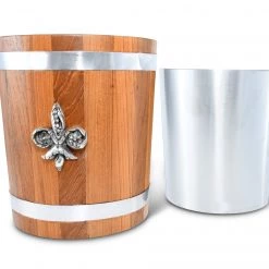 Vagabond House Fleur De Lies Teak Ice Bucket - Steel Insert Provencal 7 Vagabond House Fleur De Lies Teak Ice Bucket - Steel Insert Provencal