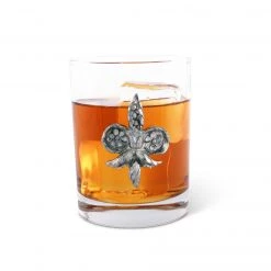 Vagabond House Provencal Fleur De Lys Double Old Fashion Bar Glass