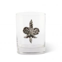 Vagabond House Provencal Fleur De Lys Double Old Fashion Bar Glass