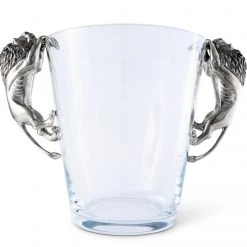 Vagabond House Glass Ice Bucket Lion Handles